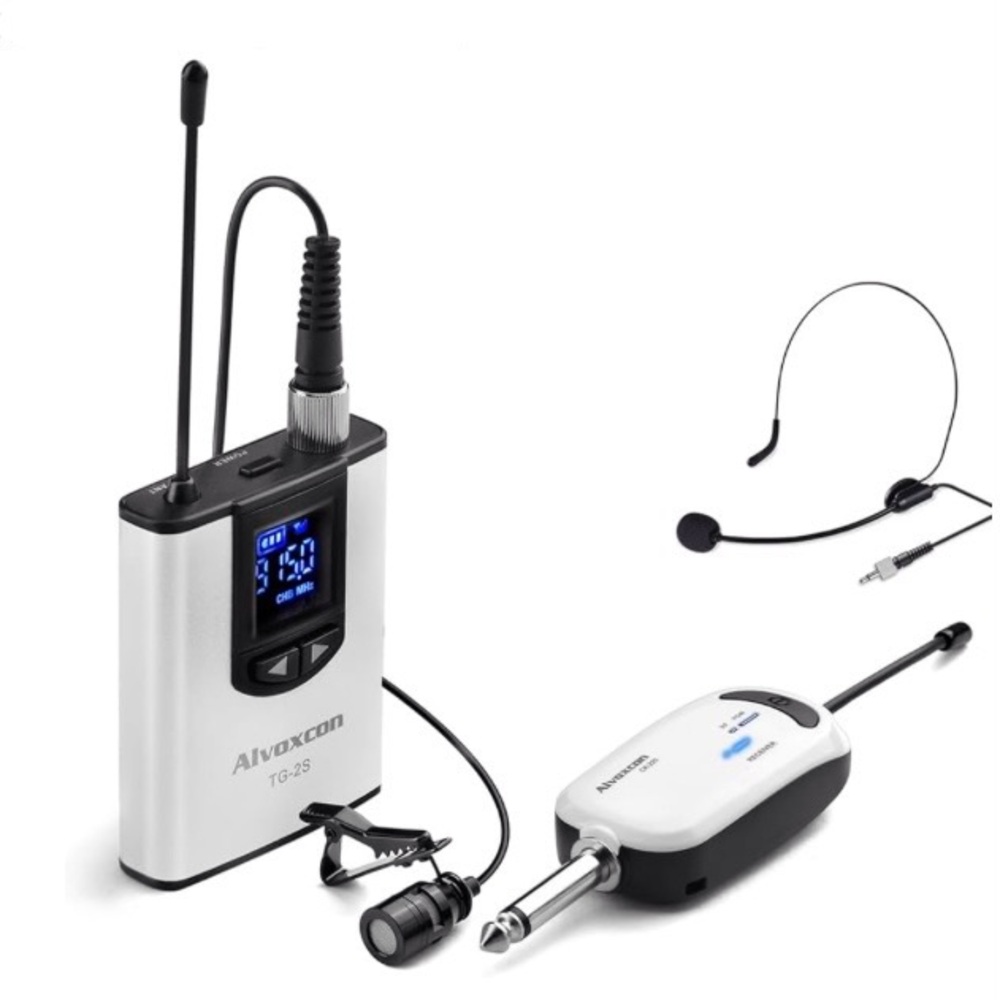 Alvoxcon TG210S Gray UHF Single Wireless Lapel Microphone Headset System NEW